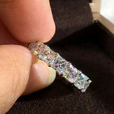 6.80 Ctw Princess Moissanite Full Eternity Wedding Band Ring 14K White Gold GRA